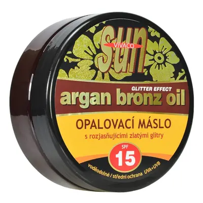 Vivaco Sun Vital Opalovací máslo Glitter effect s BIO arganovým olejem SPF 15 SUN 200 ml