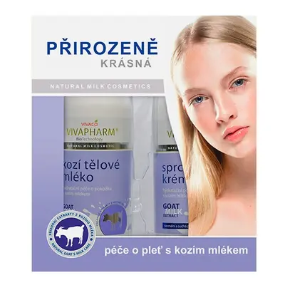 : Vivaco VIVAPHARM mléčný sprchový gel 400 ml + Hydratační tělové mléko 400 ml kozí dárková kazeta