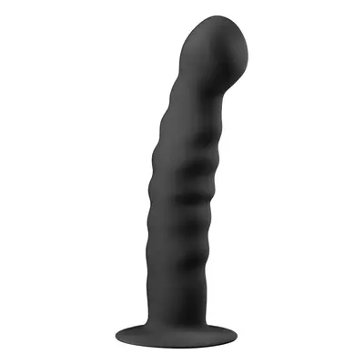 Dildo anální EasyToys Ribbed Dong s přísavkou černé