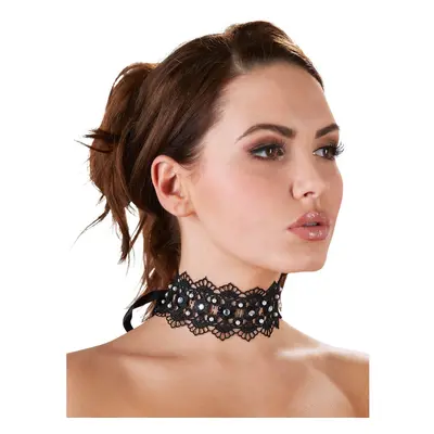 Obojek krajkový Cottelli Collection RHINESTONE CHOKER black