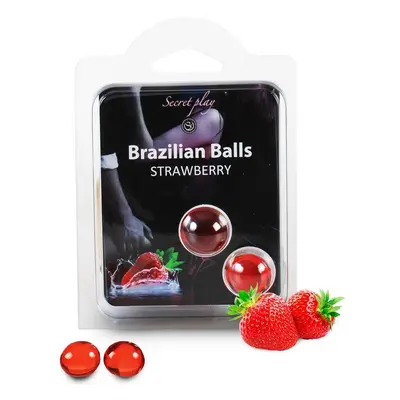 Olej masážní BRAZILIAN 2 BALLS SET strawberry