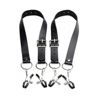 Skřipce na klitoris Master Series Spread Labia Spreader Straps with Clamps