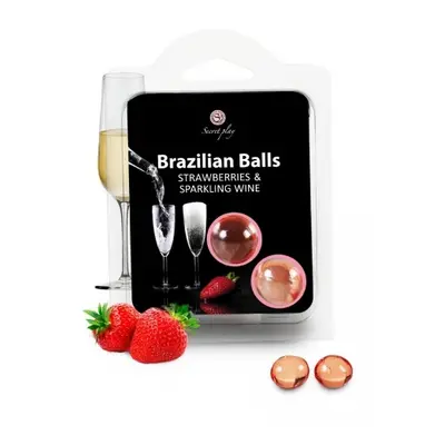 Olej masážní BRAZILIAN 2 BALLS SET strawberry and champagne