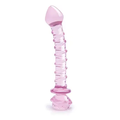 Dildo Dream Toys GLAZE GLASS 9" Rosebud Spiral G-spot růžové