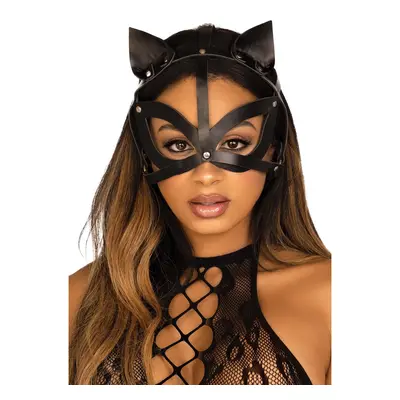 Maska Leg Avenue Vegan leather studded catmask černá