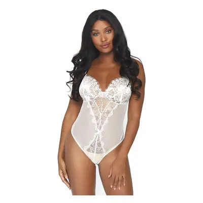 Body Leg Avenue Lace and Sheer Mesh bílé