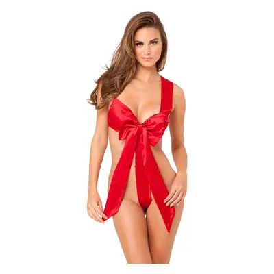 Body René Rofé UNWRAP ME SATIN BOW červené XL-2XL