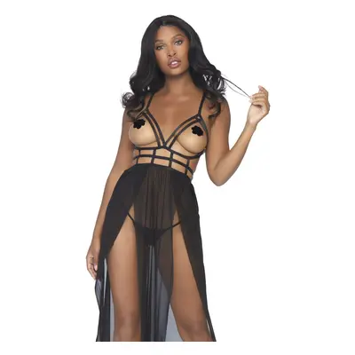 Šaty Leg Avenue Cage Maxi Dress and G-String černé M-L