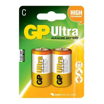 baterie GP Ultra Alkaline, LR14, malé mono C, blistr 2 ks, 1,5 V