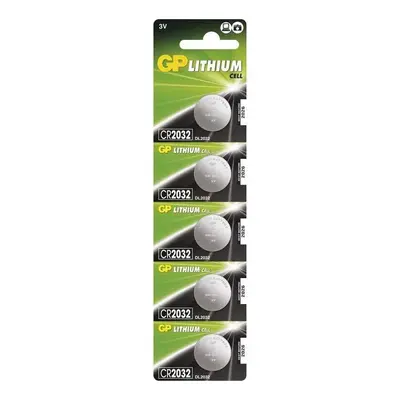 baterie GP lithium, GP CR2032, knoflíková, blistr 5 ks, kapacita 220 mAh, 3 V