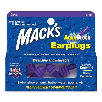 Mack´s Špunty do uší do vody Mack's Aqua Block® - 2 páry Množství: Fialové