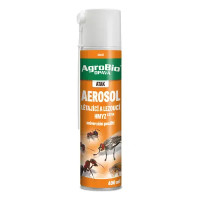 AgroBio Atak- aerosol proti létajícímu a lezoucímu hmyzu Extra 400ml