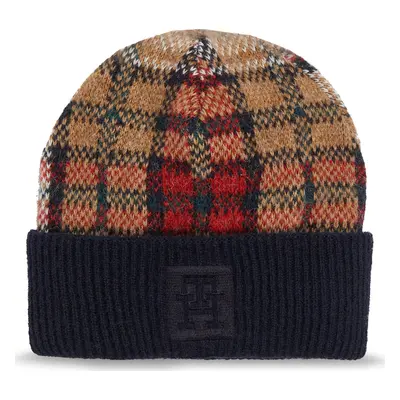 Čepice Tommy Hilfiger Tommy Check Beanie AW0AW15315 Tmavomodrá