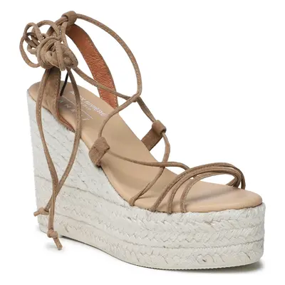 Espadrilky Manebi Soft Suede Lace-Up Wedge Espadrilles L 8.7 WA Hnědá