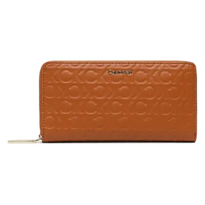 Velká dámská peněženka Calvin Klein Ck Must Z/A Wallet Lg Embossed K60K610253 Hnědá