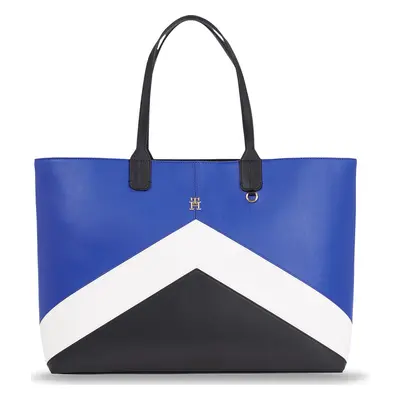 Kabelka Tommy Hilfiger Iconic Tommy Tote Chevron AW0AW15204 Modrá