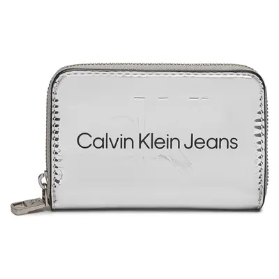 Velká dámská peněženka Calvin Klein Jeans Sculpted Med Zip Around Mono S K60K611863 Stříbrná