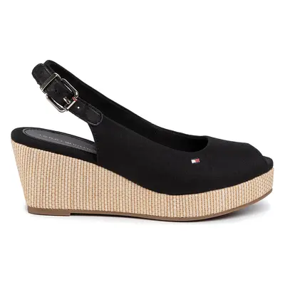 Espadrilky Tommy Hilfiger Iconic Elba Sling Back Wedge FW0FW04788 Černá