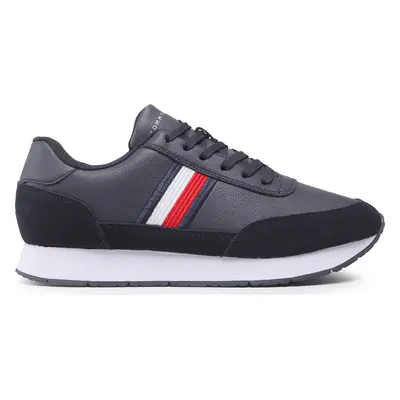 Sneakersy Tommy Hilfiger Core Eva Runner Corporate Lea FM0FM04397 Tmavomodrá