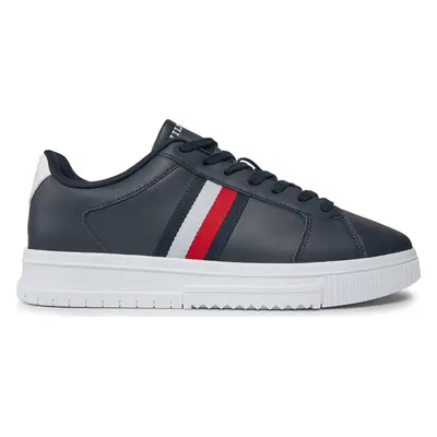 Sneakersy Tommy Hilfiger Supercup Lth Stripes Ess FM0FM04895 Tmavomodrá