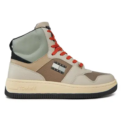 Sneakersy Tommy Jeans Tjm Basket Mid Leather EM0EM01258 Béžová