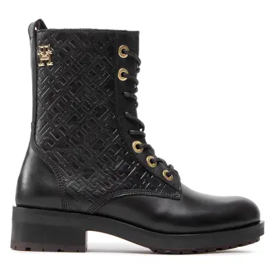 Polokozačky Tommy Hilfiger Th Monogram Biker Boot FW0FW06817 Černá