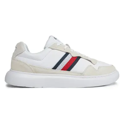 Sneakersy Tommy Hilfiger Light Cupsole Lth Mix Stripes FM0FM04889 Bílá