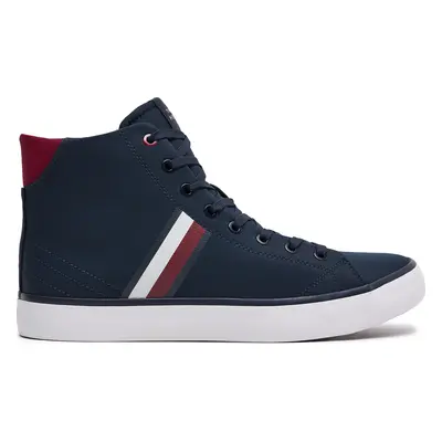 Sneakersy Tommy Hilfiger Th Hi Vulc Stripes Mesh FM0FM04948 Tmavomodrá