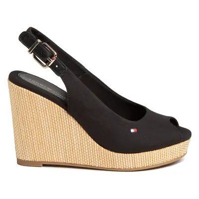 Espadrilky Tommy Hilfiger Iconic Elena Sling Back Wedge FW0FW04789 Černá