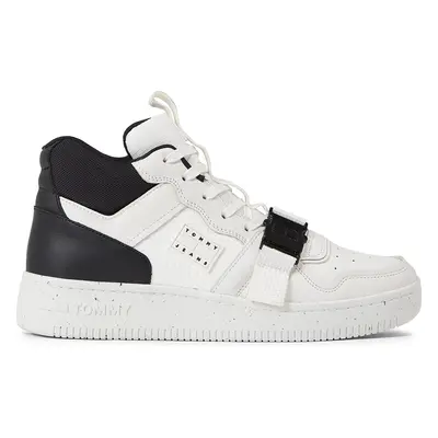 Sneakersy Tommy Jeans Tjm Basket Leather Buckle Mid EM0EM01288 Bílá