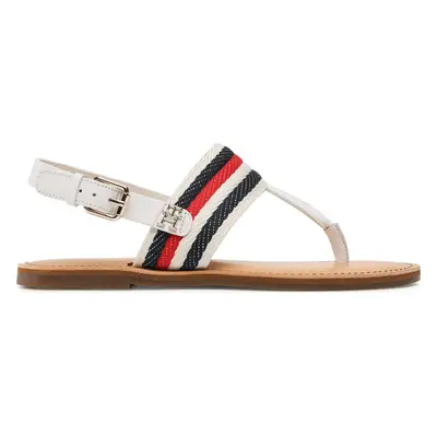 Sandály Tommy Hilfiger Flat Sandal Corporate FW0FW06988 Écru