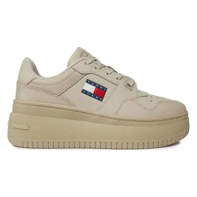 Sneakersy Tommy Jeans Tjw Retro Basket Flatform Ess EN0EN02506 Béžová