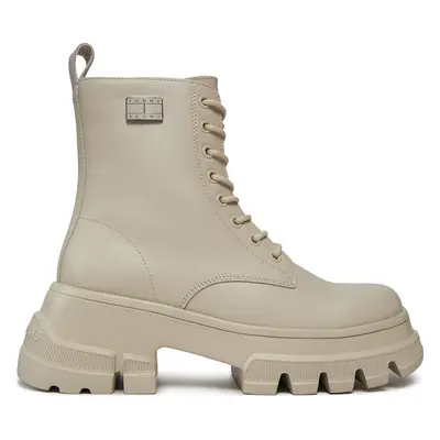 Turistická obuv Tommy Jeans Tjw Chunky Leather Boot EN0EN02503 Béžová