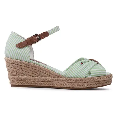 Espadrilky Tommy Hilfiger High Wedge Seersucker FW0FW07158 Zelená