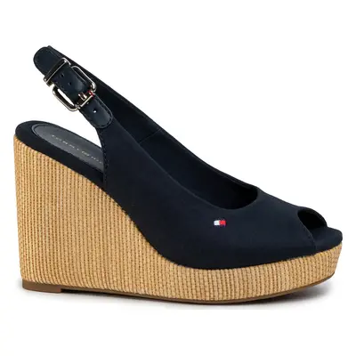 Sandály Tommy Hilfiger Iconic Elena Sling Back Wedge FW0FW04789 Tmavomodrá