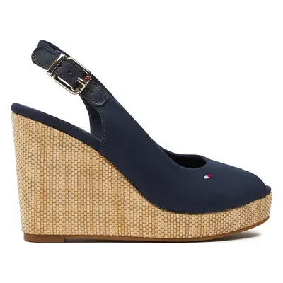 Sandály Tommy Hilfiger Iconic Elena Sling Back Wedge FW0FW04789 Tmavomodrá