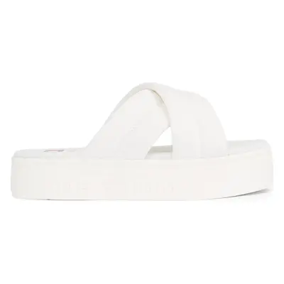 Nazouváky Tommy Jeans Tjw Lettering Flatform Sandal EN0EN02465 Écru