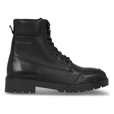 Turistická obuv Calvin Klein Jeans Combat Mid Laceup Wl Lth YM0YM00847 Černá