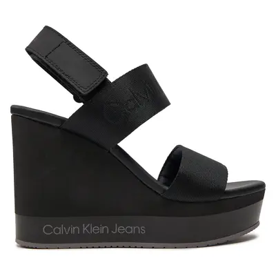 Sandály Calvin Klein Jeans Wedge Sandal Webbing In Mr YW0YW01360 Černá