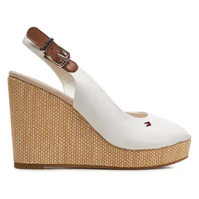 Sandály Tommy Hilfiger Iconic Elena Sling Back Wedge FW0FW04789 Écru