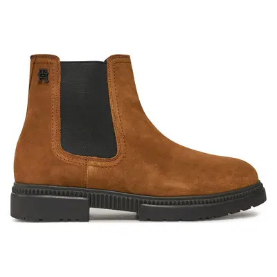 Kotníková obuv s elastickým prvkem Tommy Hilfiger Casual Cleated Suede Chelsea FM0FM05037 Hnědá