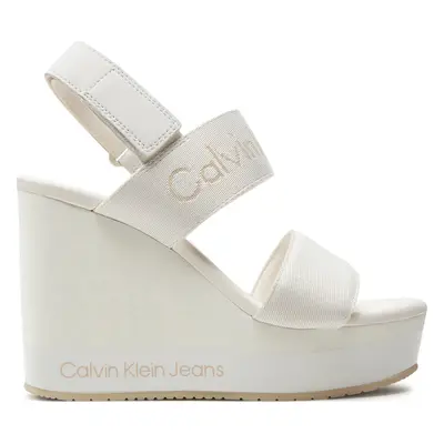 Sandály Calvin Klein Jeans Wedge Sandal Webbing In Mr YW0YW01360 Bílá