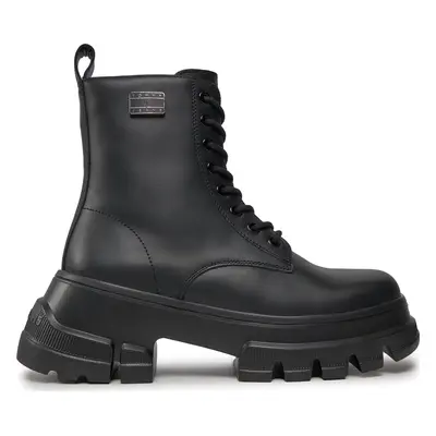 Turistická obuv Tommy Jeans Tjw Chunky Leather Boot EN0EN02503 Černá