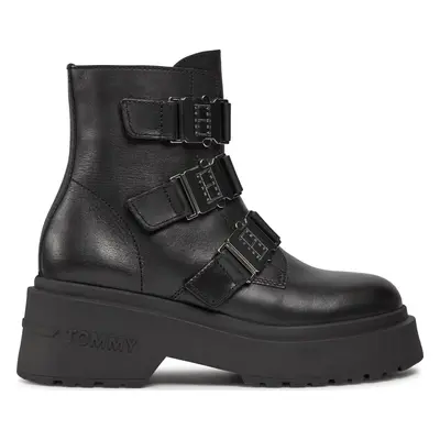 Polokozačky Tommy Jeans Tjw Chunky Boot Hardware EN0EN02443 Černá