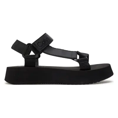 Sandály Calvin Klein Jeans Sandal Velcro Webbing Dc YW0YW01353 Černá