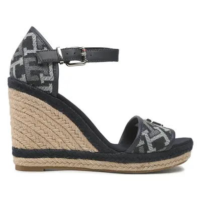 Espadrilky Tommy Hilfiger Th Monogram Denim Wedge FW0FW06935 Tmavomodrá