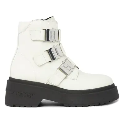 Polokozačky Tommy Jeans Tjw Chunky Boot Hardware EN0EN02443 Écru