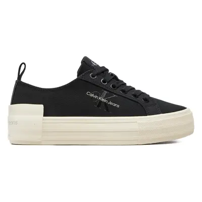 Tenisky Calvin Klein Jeans Bold Vulc Flatf Low Lace Mix Mtl YW0YW01465 Černá