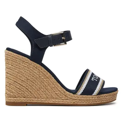 Espadrilky Tommy Hilfiger Mono Webbing High Wedge Sandal FW0FW08046 Tmavomodrá