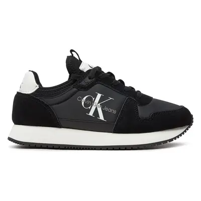 Sneakersy Calvin Klein Jeans Runner Sock Laceup Ny-Lth W YW0YW00840 Černá